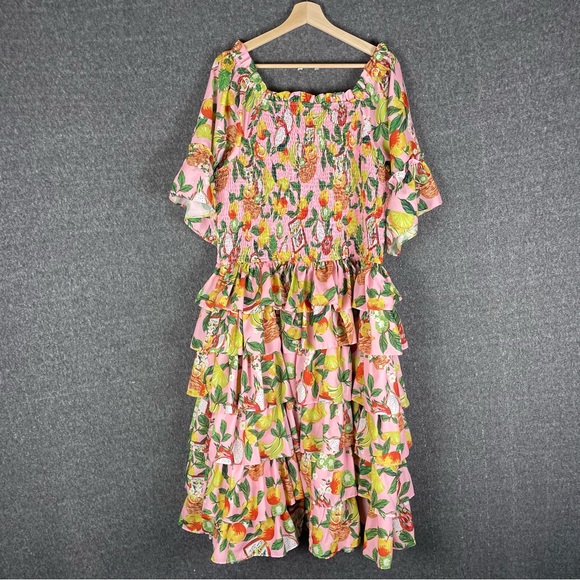 Ivy City Co Harmony Dress Women’s 1X Tropical Paradise Ruffle Tiered Colorful - Picture 7 of 14